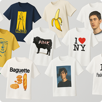 Several T-shirts with different designs